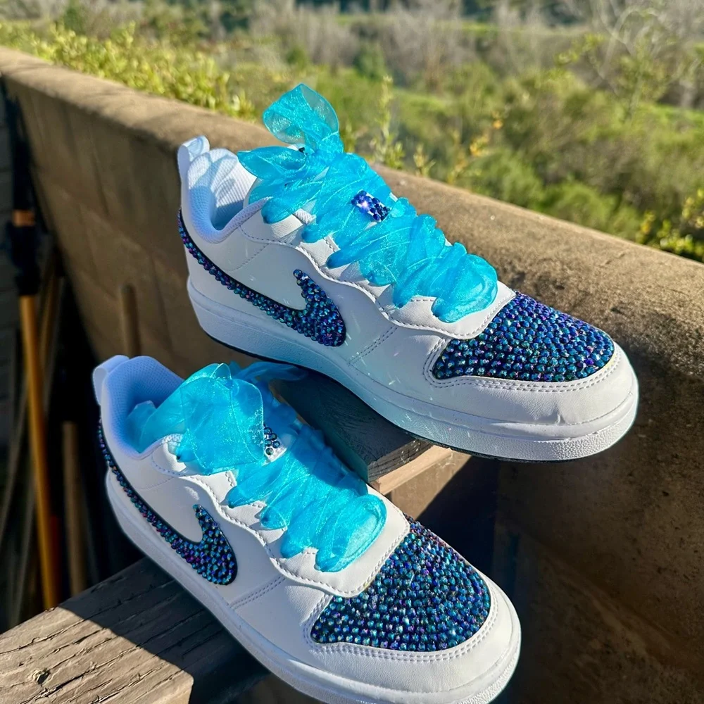 Nike Bling Sneakers , Blue Sequins and Laces sz 5Y, 6.5W - Picture 4 of 4